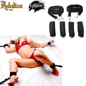 Kit Sado Bondage + Arnes Cama + Latigo + Antifaz + Esposas (5 Articulos): imagen 4