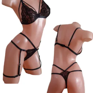 Conjunto Lenceria de Puntilla con Arnes (art 2026) Talle 85 al 100: imagen 4