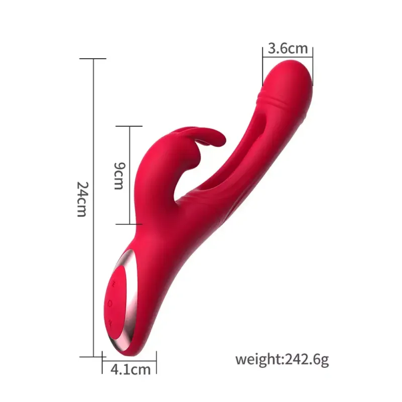 Vibrador 3 en 1 Dildo + Estimulador de Clítoris + Estimulador punto G Recargable USB