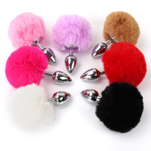 Plug Metal Acero - Pompon Conejo: imagen 1
