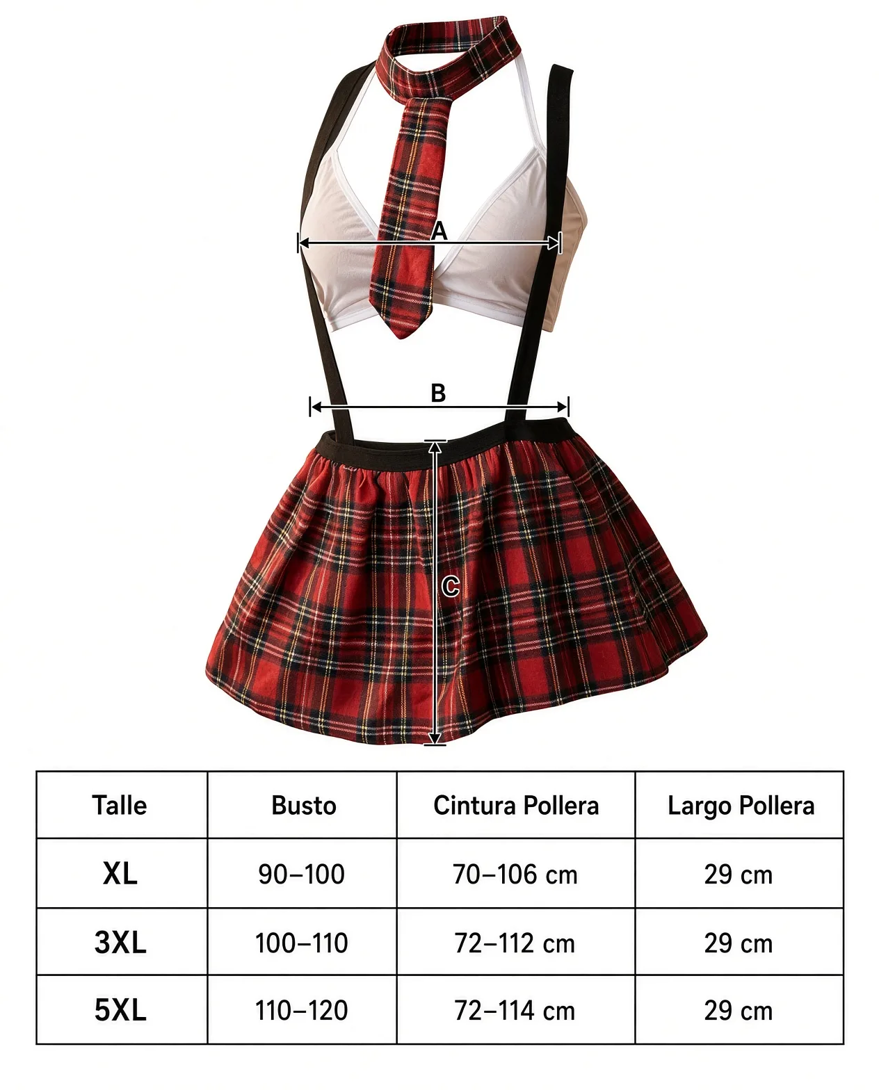Disfraz Colegiala con Tiradores (AL282) Talle 90 al 120: imagen 2