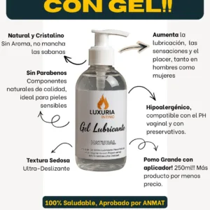 Gel Lubricante Luxuria Sabor Natural - 250cc: imagen 2