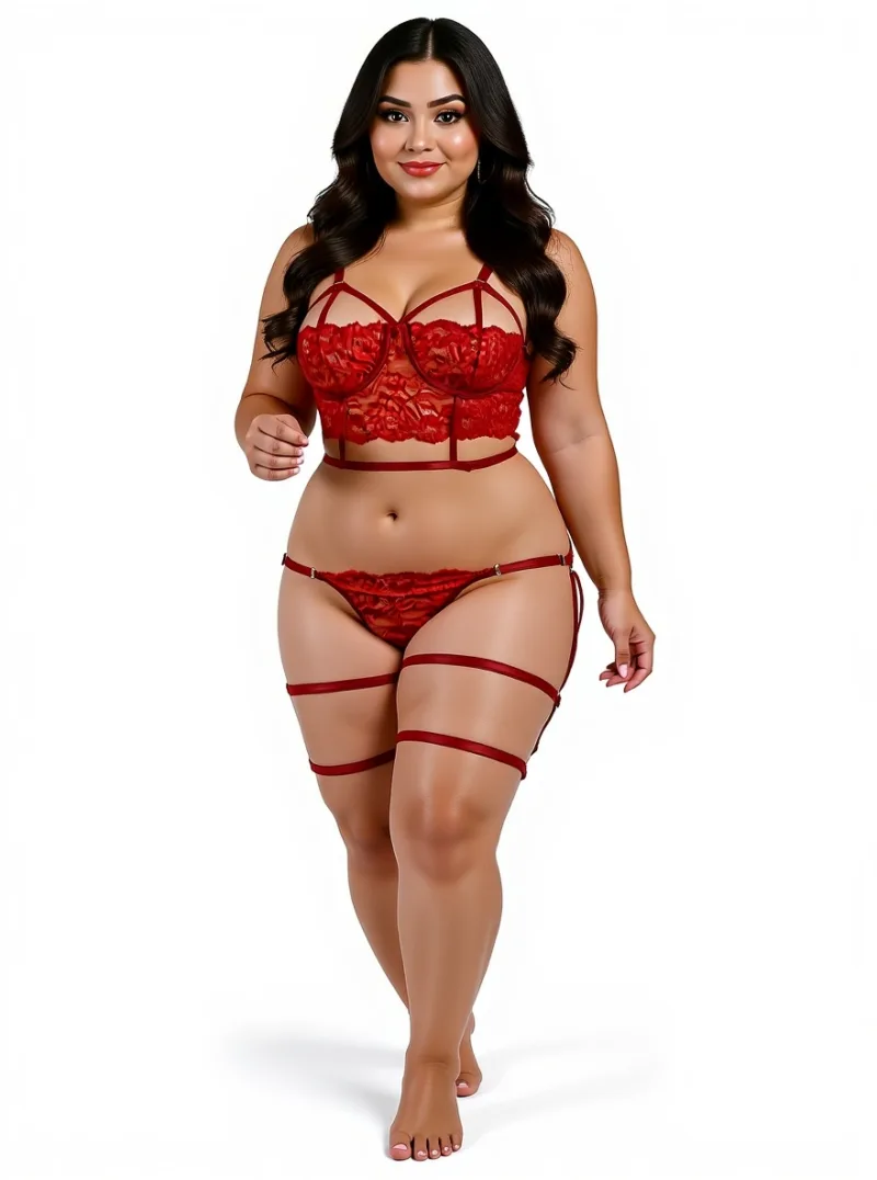 Conjunto Lenceria con Portaligas y Arnes (art 2017) Talle 85 al 120